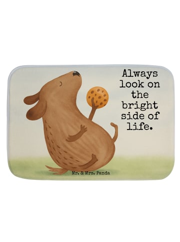 Mr. & Mrs. Panda Badezimmerteppich Hund Keks Design mit Spruch in Weiß