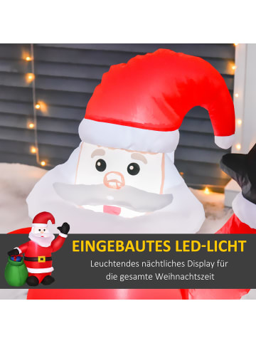 HOMCOM Aufblasbarer Weihnachtsmann-70L x 45B x 120H cm-Rot