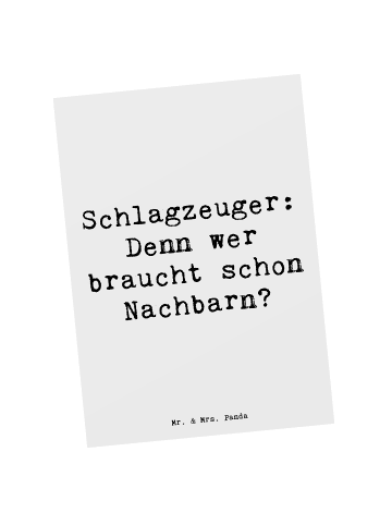 Mr. & Mrs. Panda Postkarte Schlagzeuger Spruch mit Spruch in Weiß