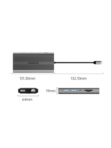 Orico XDR 12-in-1 USB-C Dockingstation mit USB-A-, USB-C-, 2x HDMI 4K 60Hz