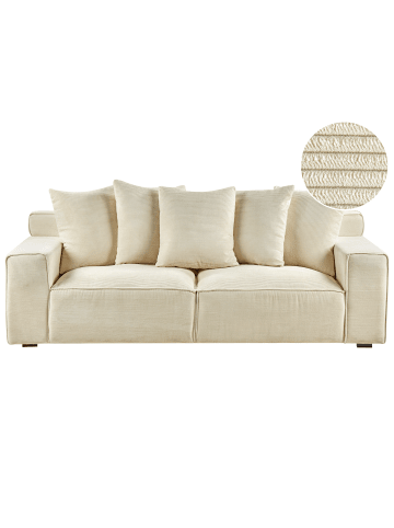Beliani 3-Sitzer Sofa VISKAN in Beige - (W) 200 x (H) 62 x (L) 74 cm