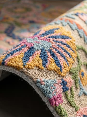 KADIMA DESIGN Teppich Wolle Handgetuftet HEDDA Boho Floral Wohnzimmer Wohnlich in Multi