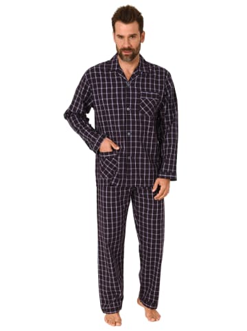 NORMANN Pyjama langarm Schlafanzug gewebt zum Knöpfen Karo Design in lila