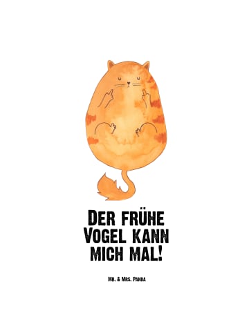 Mr. & Mrs. Panda Wasserflasche Katze Frühaufsteher mit Spruch in Weiß