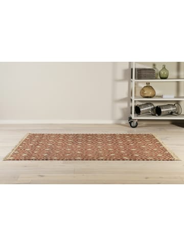 Green Looop Handweb-Teppich Lyon in rot beige
