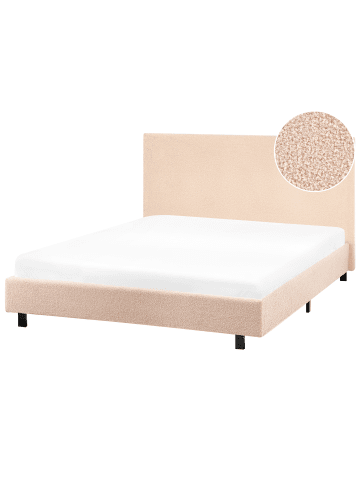 Beliani Doppelbett ALBI in Beige/Schwarz - (W) 135 x (H) 94 x (L) 211 cm
