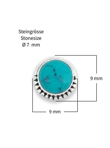 mantraroma 925er Silber - Ohrstecker (L) 9 x (B) 9 mm mit Türkis