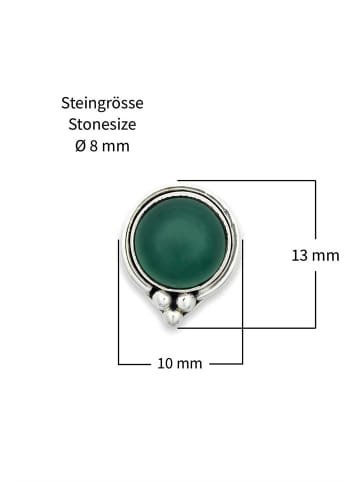 mantraroma 925er Silber - Ohrstecker (L) 13 x (B) 10 mm mit grüner Onyx