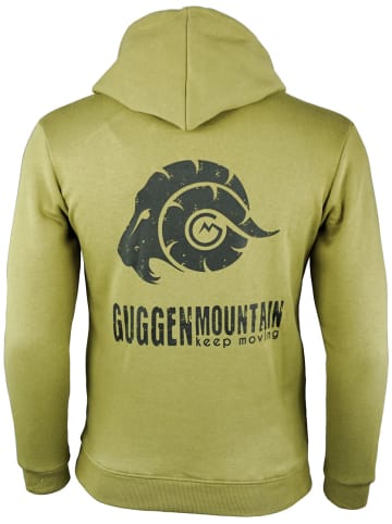 GUGGEN MOUNTAIN Kapuzenpullover Fleece Hoodie mit Logo in Olive
