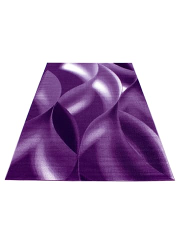 KADIMA DESIGN Teppich Kurzflor Abstrakte Wellen Polypropylen Wohnzimmer in Violett