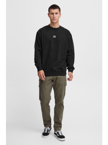 INDICODE Sweatshirt 55650MM überschnittener Rundhalspullover mit Logoprint in Schwarz