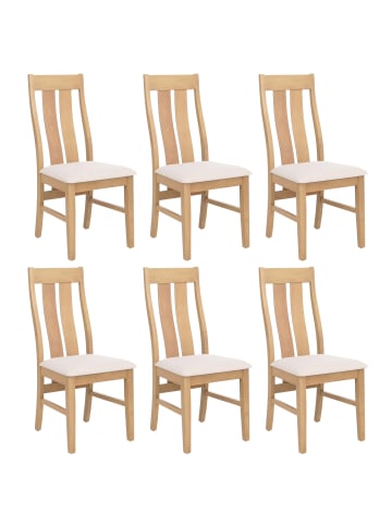 MCW 6er-Set Esszimmerstuhl M58, Helles Gestell, creme