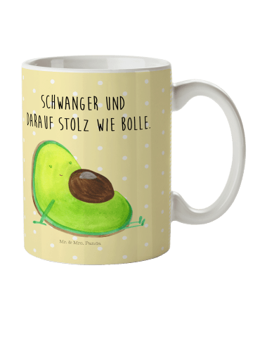 Mr. & Mrs. Panda Kindertasse Avocado Schwangerschaft mit Spruch in Gelb Pastell