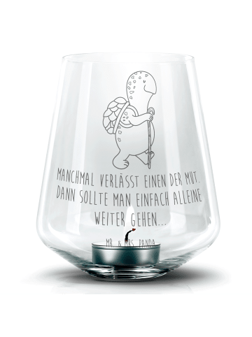 Mr. & Mrs. Panda Gravur Glas Schildkröte Wanderer mit Spruch in Transparent