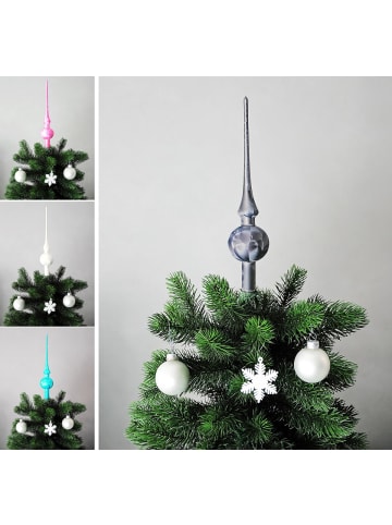 JACK Christbaumspitze Eislack 28cm Glas Matt Emaille in Anthrazit