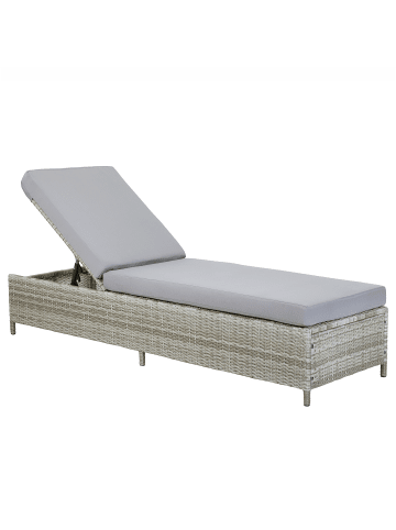 Beliani Gartenliege TURIN in Grau - (W) 65 x (H) 43 x (L) 201 cm