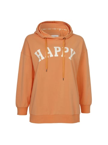 VIA APPIA DUE  Kapuzensweatshirt Verspieltes Kapuzensweatshirt 'HAPPY' in Uni-Design in mandarin