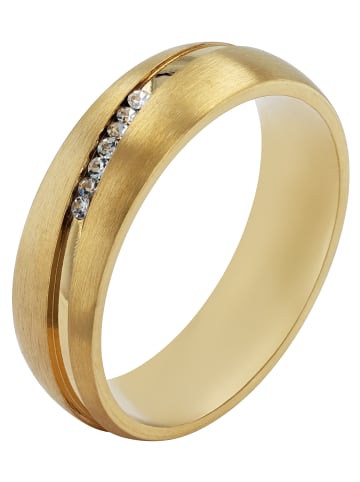 Adeliás Damen Ring aus Edelstahl mit Strass Steinchen in gold