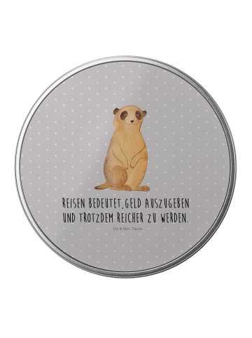 Mr. & Mrs. Panda Teedose Erdmännchen mit Spruch in Grau Pastell