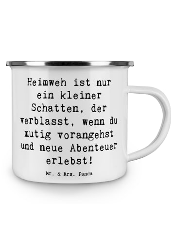 Mr. & Mrs. Panda Emaille Tasse Spruch Heimweh überwinden Abenteu... in Weiß