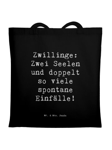 Mr. & Mrs. Panda Tragetasche Spruch Zwillinge Abenteuer mit Spruch in Schwarz