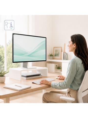 relaxdays Monitorständer in Weiß - (B)35 x (H)10 x (T)20 cm