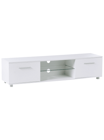 Beliani TV-Schrank BANFF in Weiß/Silber - (W) 160 x (H) 38 x (L) 40 cm