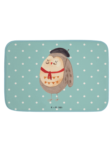 Mr. & Mrs. Panda Badezimmerteppich Eule Frankreich ohne Spruch in Türkis Pastell
