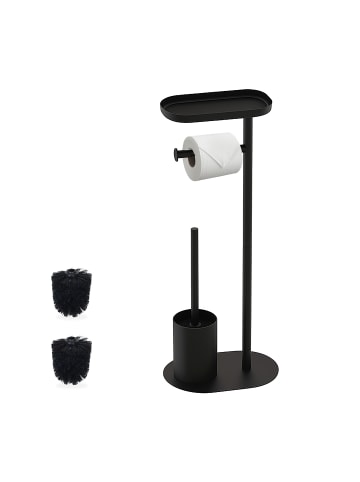 relaxdays WC Garnitur in Schwarz – (B)23 x (H)65 x (T)17 cm