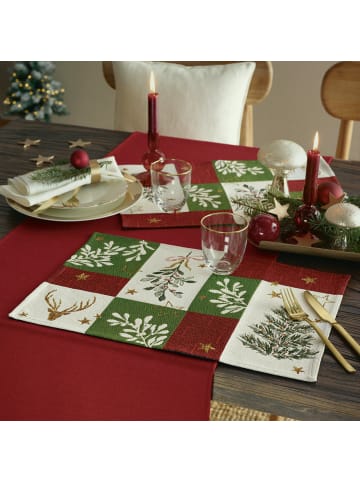 Sander Baumwollmischung, Gewebt, Gobelin Kissenhülle Cheryl in rot-grün-weiß