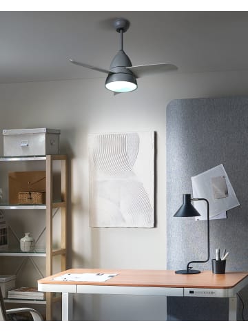 Beliani Deckenventilator mit Licht STRAWBERRY in Grau/Weiß