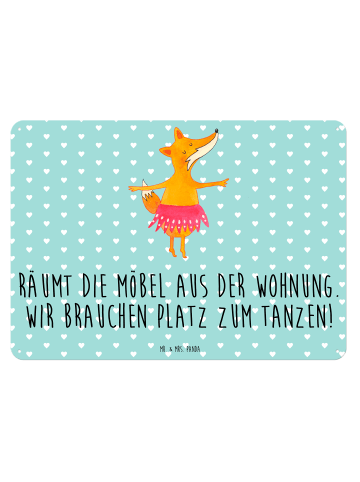 Mr. & Mrs. Panda Blechschild Fuchs Ballerina mit Spruch in Türkis Pastell