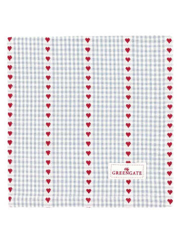Greengate Stoffserviette BEA Grau mit roten HERZEN