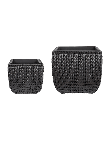 Beliani 2-tlg Outdoor Blumentopf BERBERIS in Schwarz