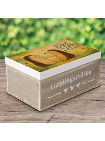 Mr. & Mrs. Panda Holzkiste Igel Liebe Design mit Spruch in Weiß