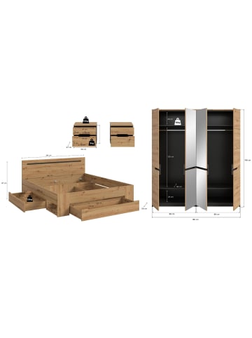 ebuy24 Schlafzimmer-Set Canu (4-teilig) Eiche 1 x 1 cm