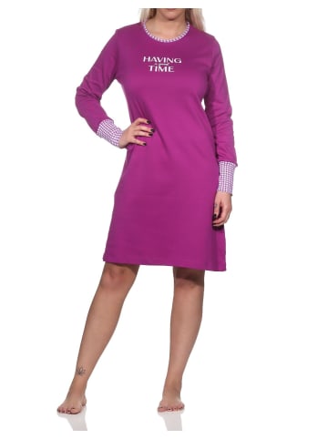 NORMANN Nachthemd Bündchen Kuschel interlock - 82160 in lila