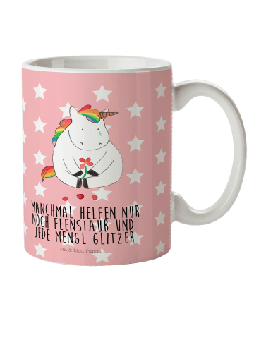 Mr. & Mrs. Panda Kinderbecher Einhorn Traurig mit Spruch in Rot Pastell