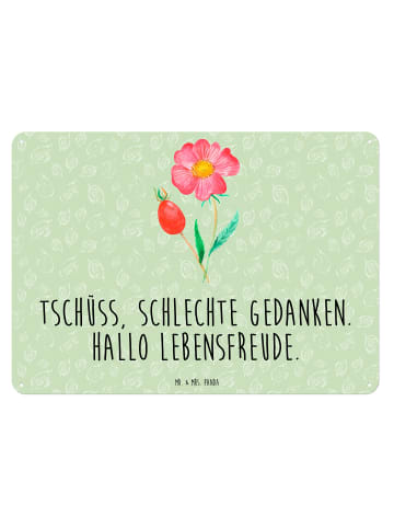 Mr. & Mrs. Panda Blechschild Blume HageRundunge mit Spruch in Blattgrün