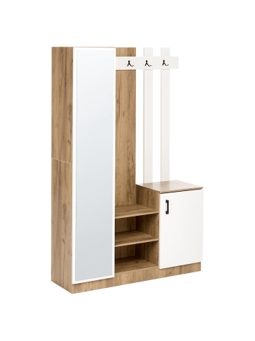 Beliani Möbel Set BELLINGEN in Braun/Weiß - (W) 111 x (H) 170 x (L) 34 cm