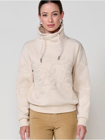 KOROSHI Women's sweater high neck embroidered in weiß