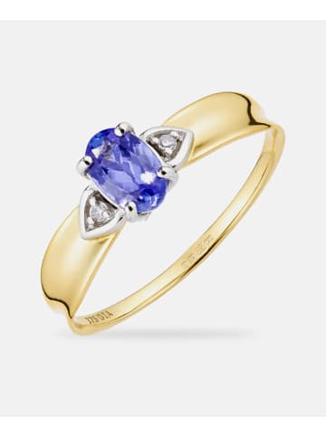 Diamant L'éternel Ring, mit Tansanit, 375 Gelbgold