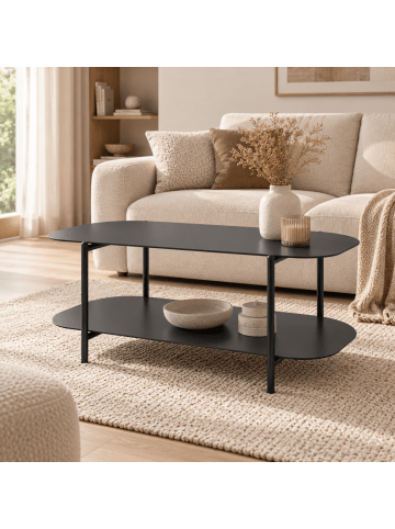 CALICOSY Couchtisch SASHA in Schwarz - (W)100 x (H)45,5 x (L)58 cm
