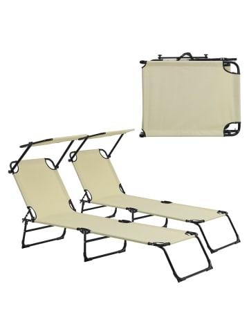 casa.pro Sonnenliege Lomeda 2er Set in Creme (L)187cm (B)53cm (H)27cm