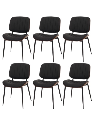 MCW 6er-Set Esszimmerstuhl O44, Walnuss-Optik, schwarz