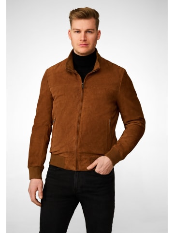 Ricano Herren Lederjacke Henry in schönem Velour Cognac