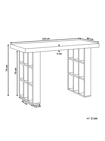 Beliani Schreibtisch ELURA in Braun - (W) 120 x (H) 75 x (L) 60 cm