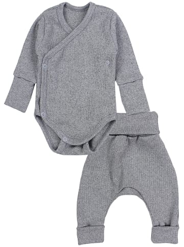 TupTam Baby Bekleidung Langarmbody Hose 2er Set in dunkelgrau