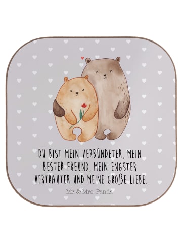 Mr. & Mrs. Panda Untersetzer Bären Liebe mit Spruch in Grau Pastell
