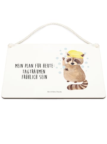 Mr. & Mrs. Panda Wanddekoration Waschbär mit Spruch in Weiß